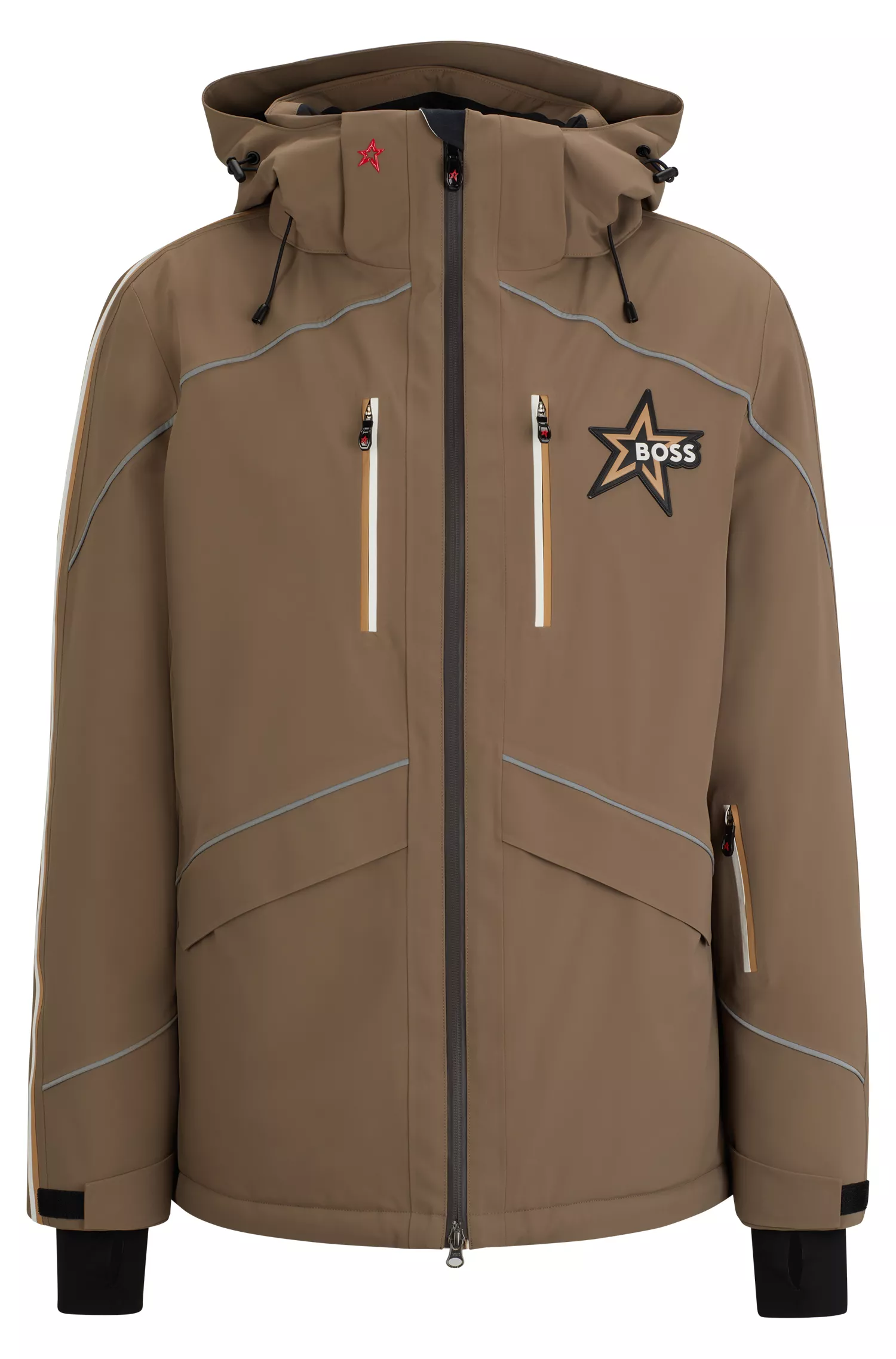 Jaqueta de esqui com capuz BOSS Black-BOSS x Perfect Moment com detalhes exclusivos da marca.