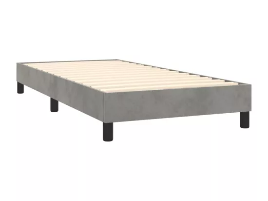 Sommier tapissier et matelas et LED Gris clair 90x190cm Velours