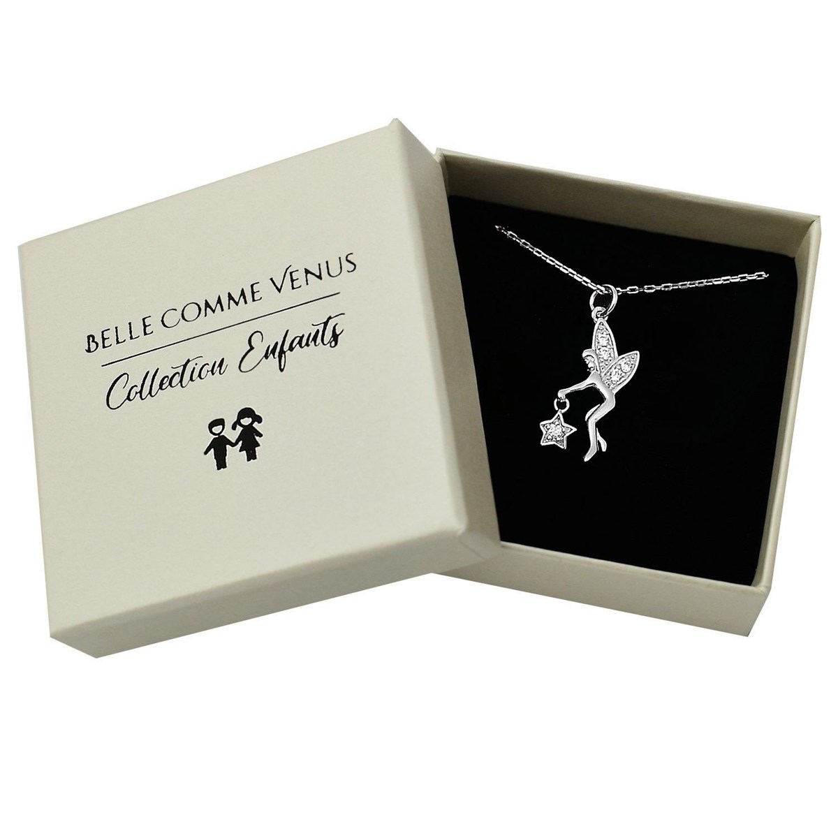 Collier fée qui tient une étoile oxyde de zirconium Argent 925 Rhodié