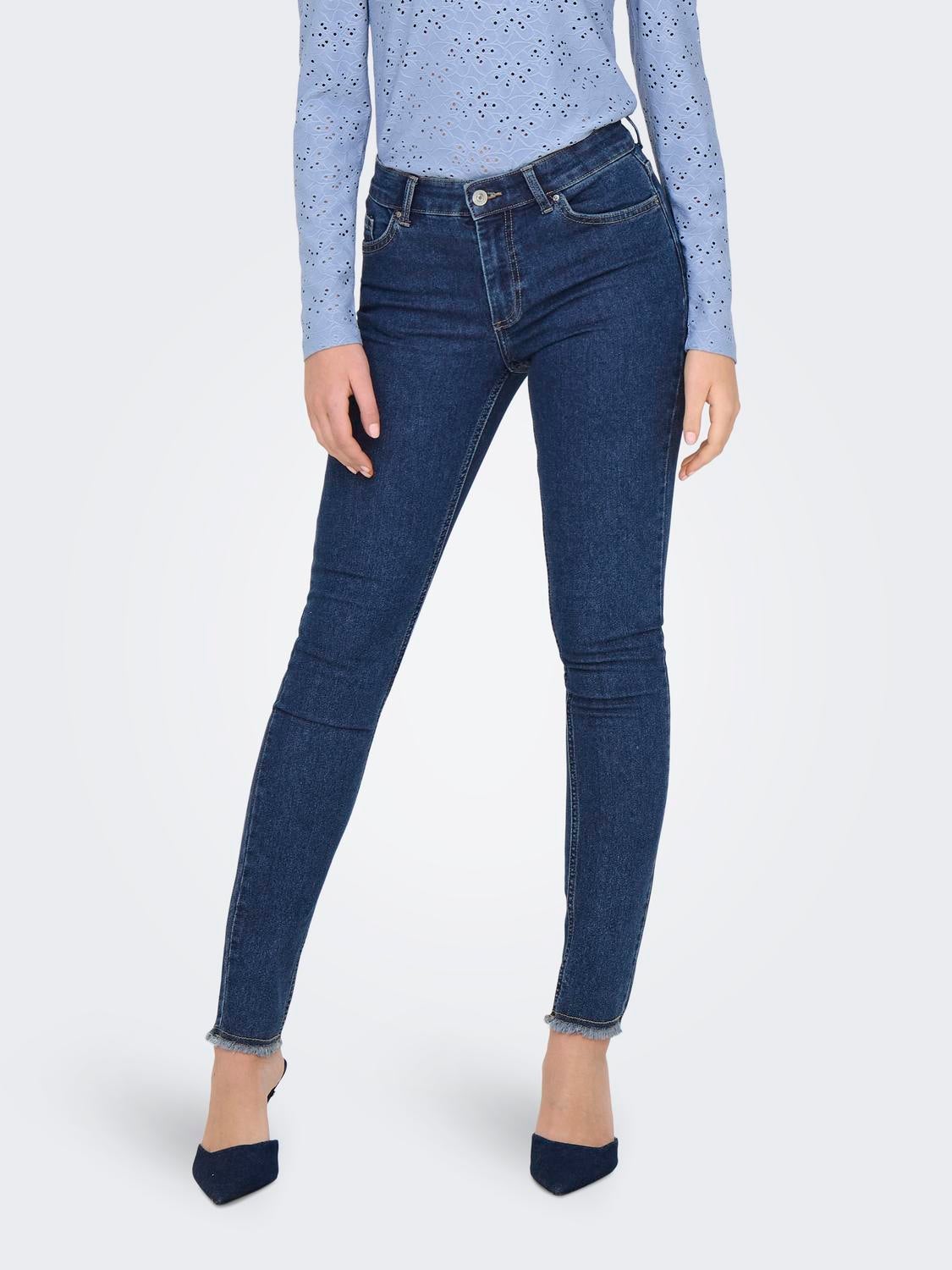 ONLHUSH Mittlere Taille Skinny Fit Jeans Dark Blue Denim