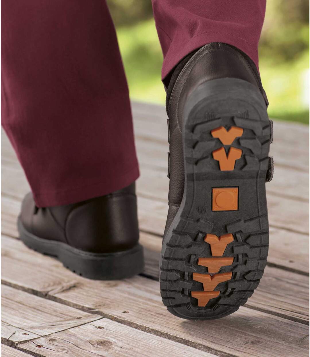 Boots Cuir Scratchées Doublées Sherpa