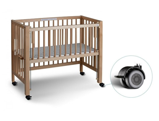 TISSI - Lit bébé à barreaux cododo maxi boxspring en hêtre massif na...