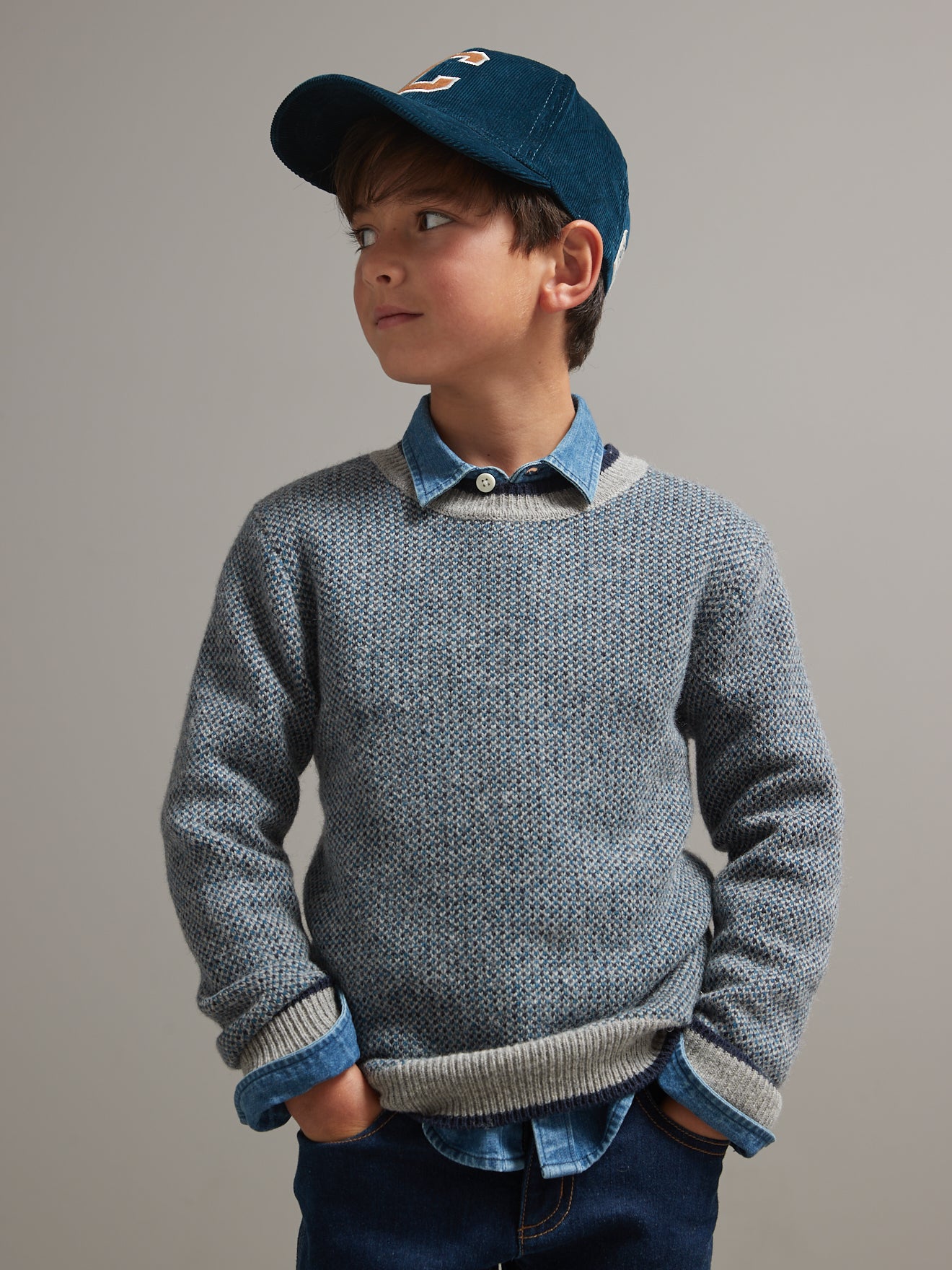 Pull jacquard Garçon en Lambswool