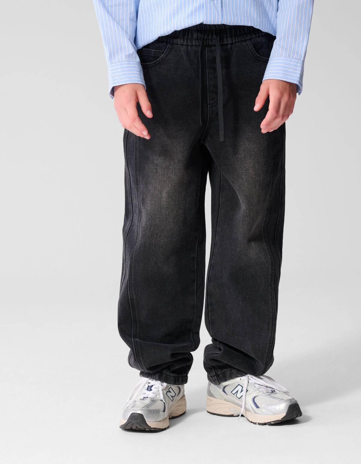 Barrel Fit Jeans Zwart