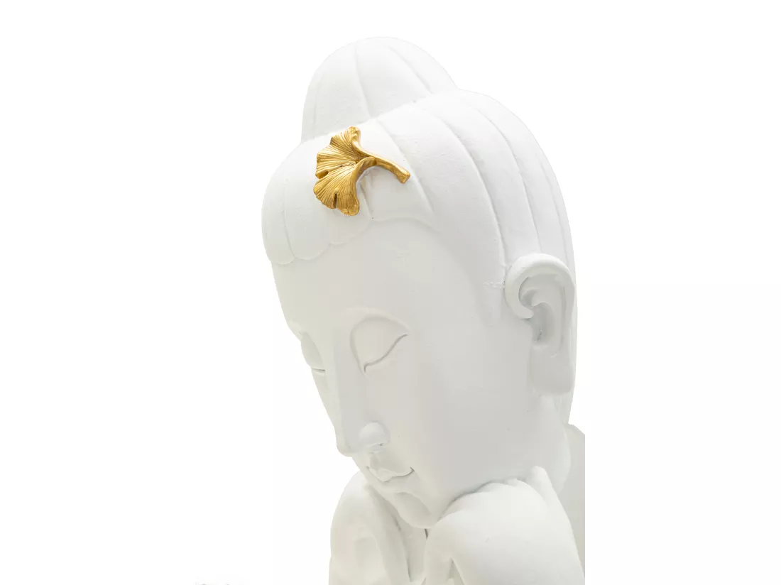 Tête de Buddha -B- Design Élégant en Résine avec Feuilles Dorées - Dimensions 21,5x13x36 cm