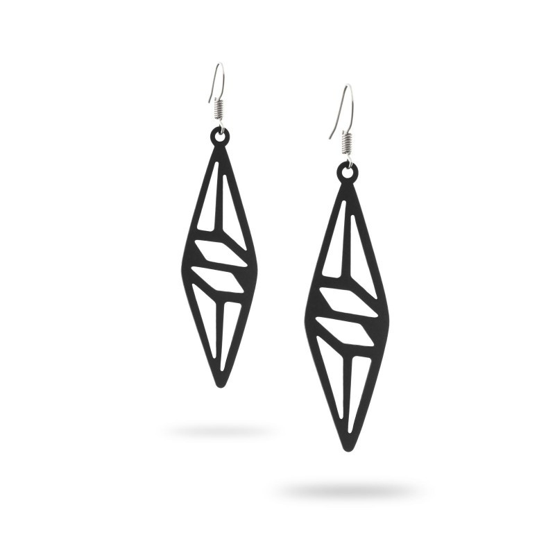 Boucles d'Oreilles Pendantes Géométrique en Silicone Noir