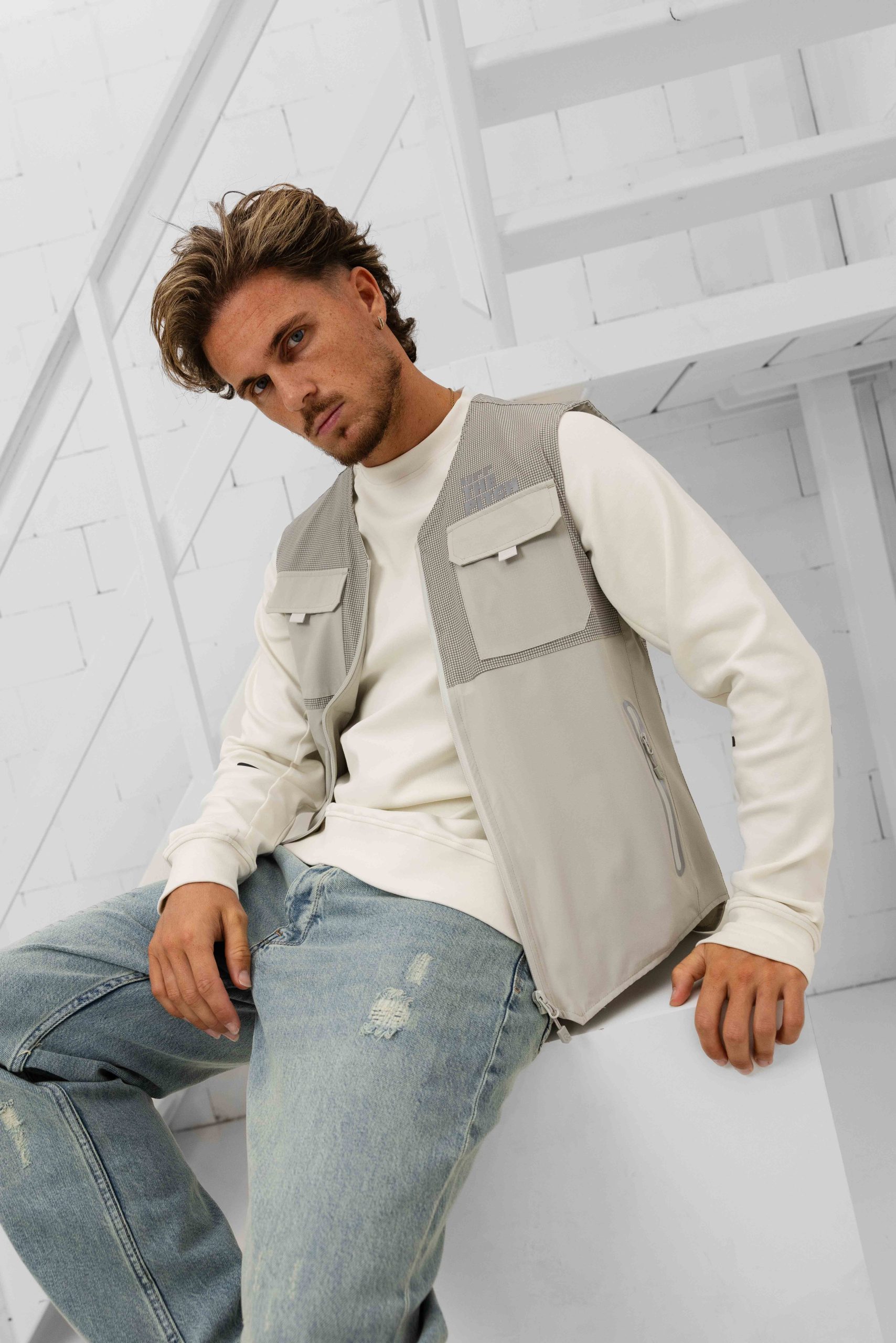 Off The Pitch X Robey Tammy Woven Bi-Stretch Utility Bodywarmer Heren Grijs