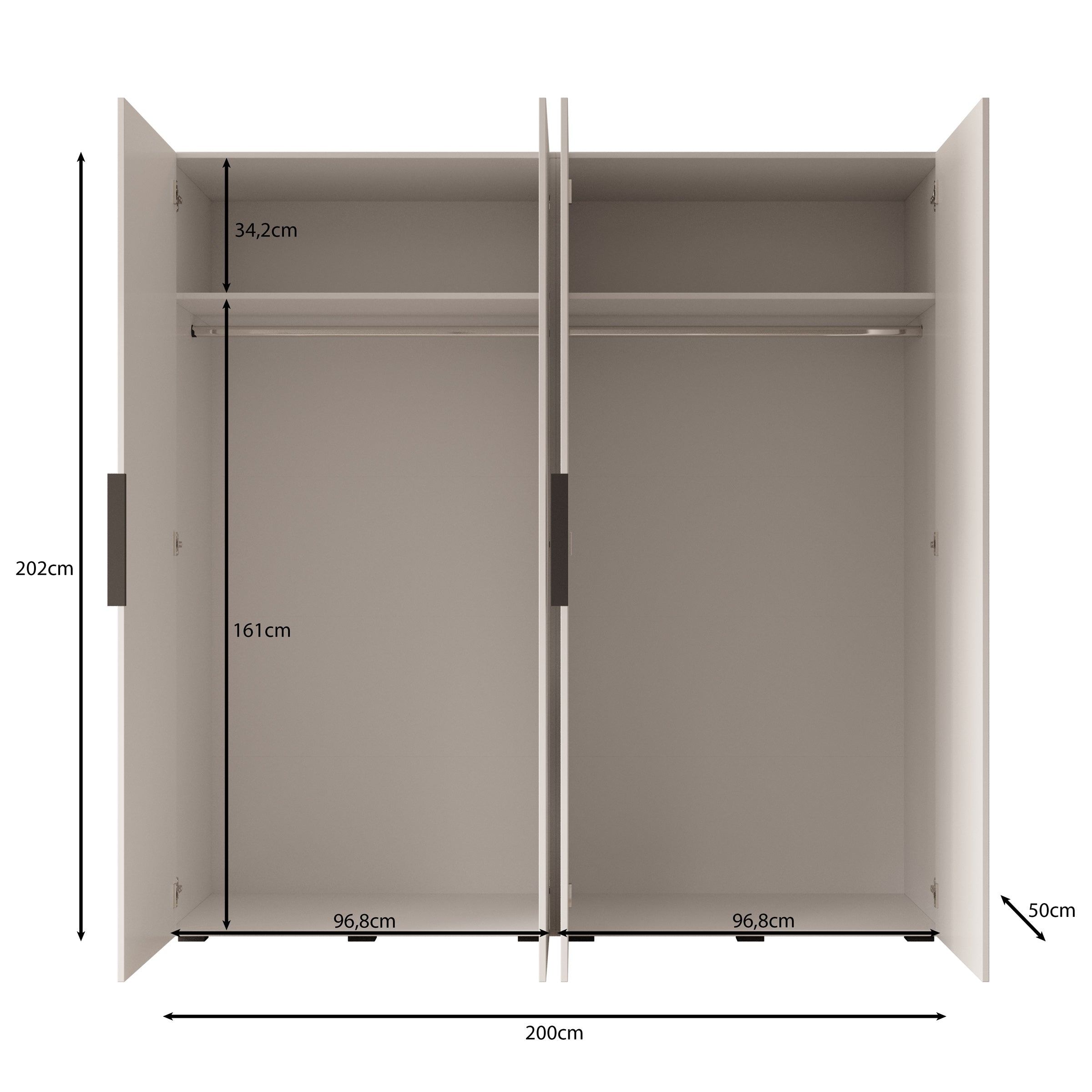 Meubella - Kledingkast Marquesa - Beige - 200 cm