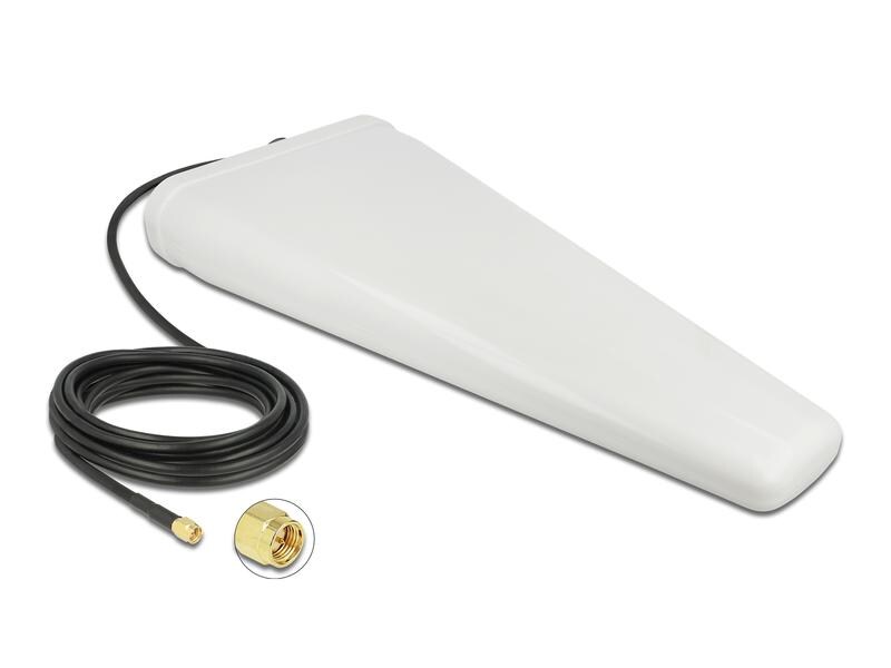 Delock LTE-Antenne Outoor, SMA, 5m Kabel SMA 11 dBi Sektor Delock LTE Antenne SMA Stecker 9 - 11 dB direktional mit Anschlusskabel (RG-58, 5 m) weiss outdoor