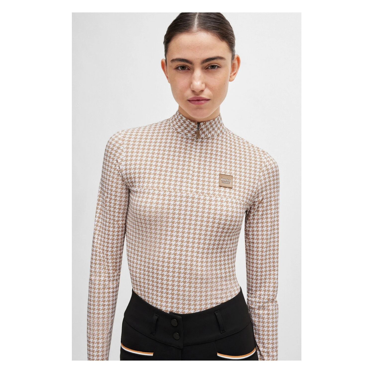 BOSS EQUESTRIAN Trainingsshirt Rachel Houndstooth  - camel