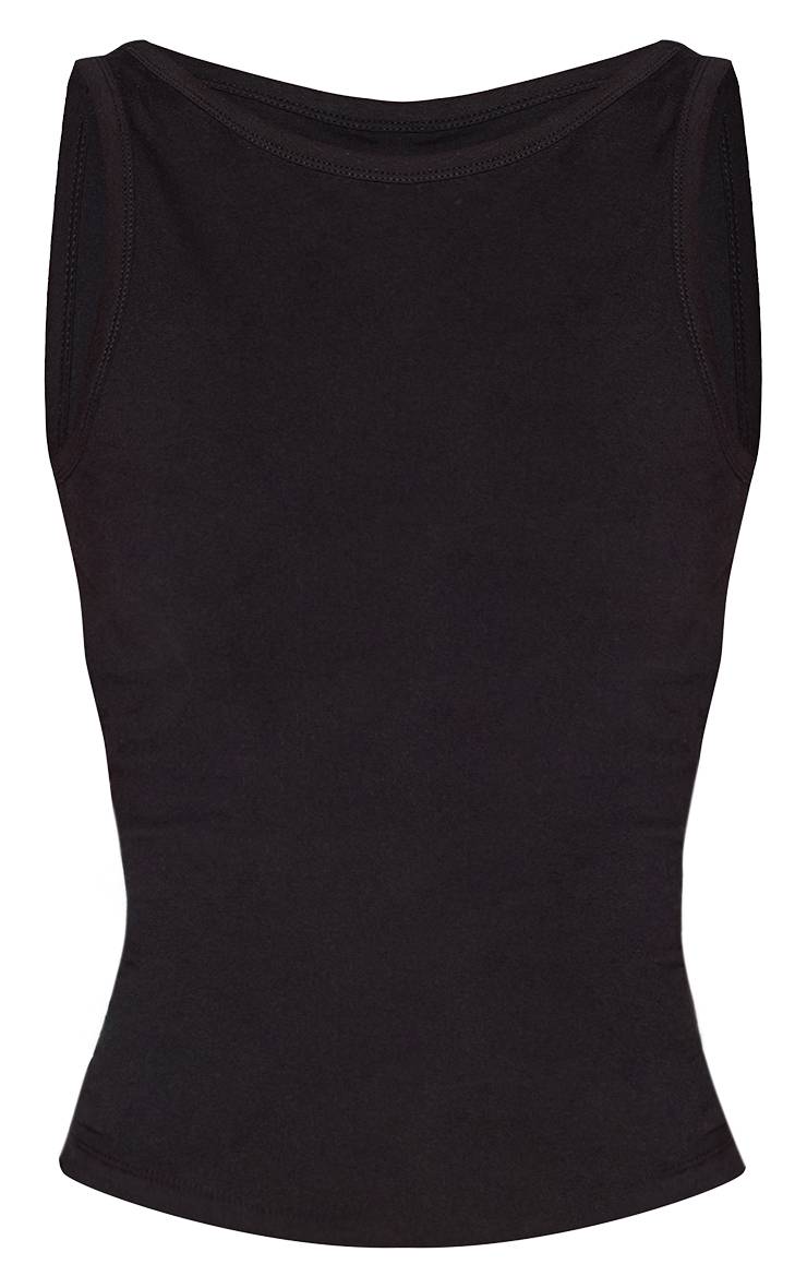 Noir Débardeur Long En Coton Doux À Encolure Bateau