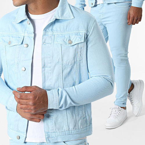 Ensemble Veste En Jean Et Jean Slim Fit Bleu Clair