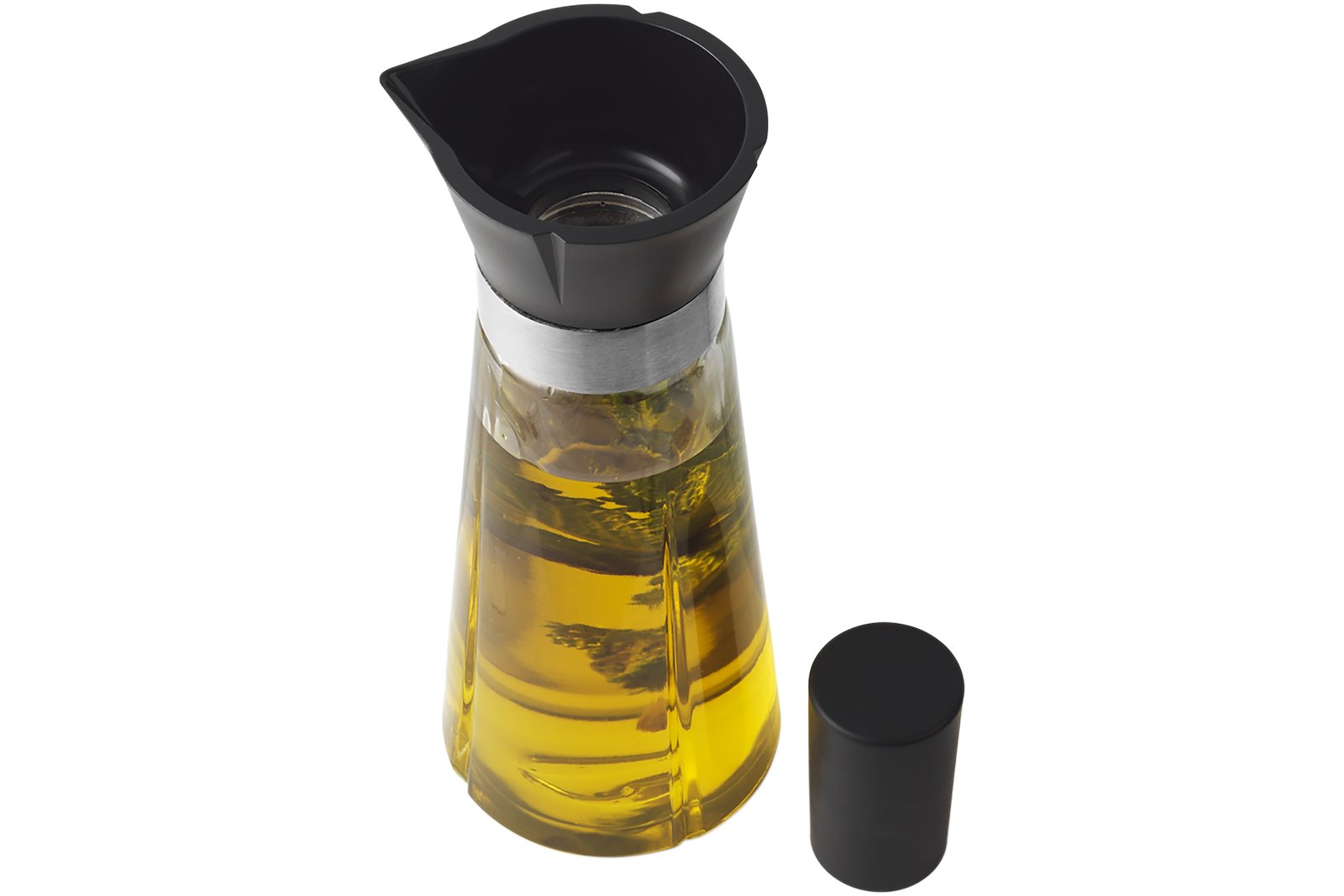 Grand Cru olje- og eddikflaske Klart glass med sort lokk . H:18,5 cm