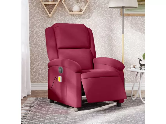 Fauteuil inclinable massage électrique rouge bordeaux velours