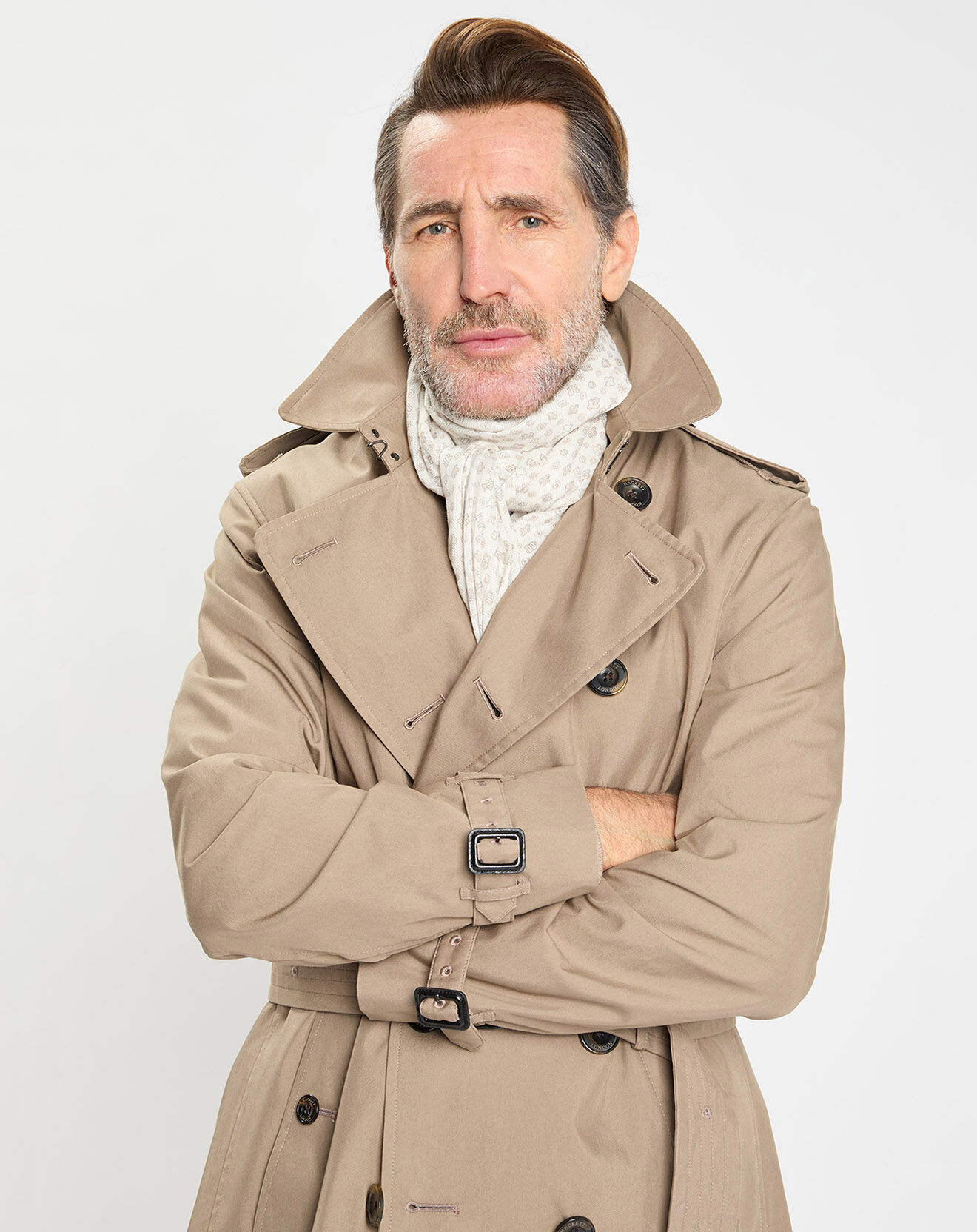 Hackett London Chèche en Laine mélangée imprimé écru - 180x50 cm