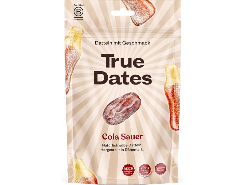 True Gum True Dates – Saure Cola 100g Natürlich süsse Datteln mit saurem Cola-Geschmack