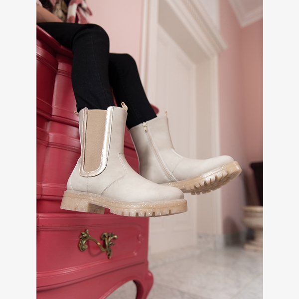 Blue Box meisjes Chelsea boots beige met glitters