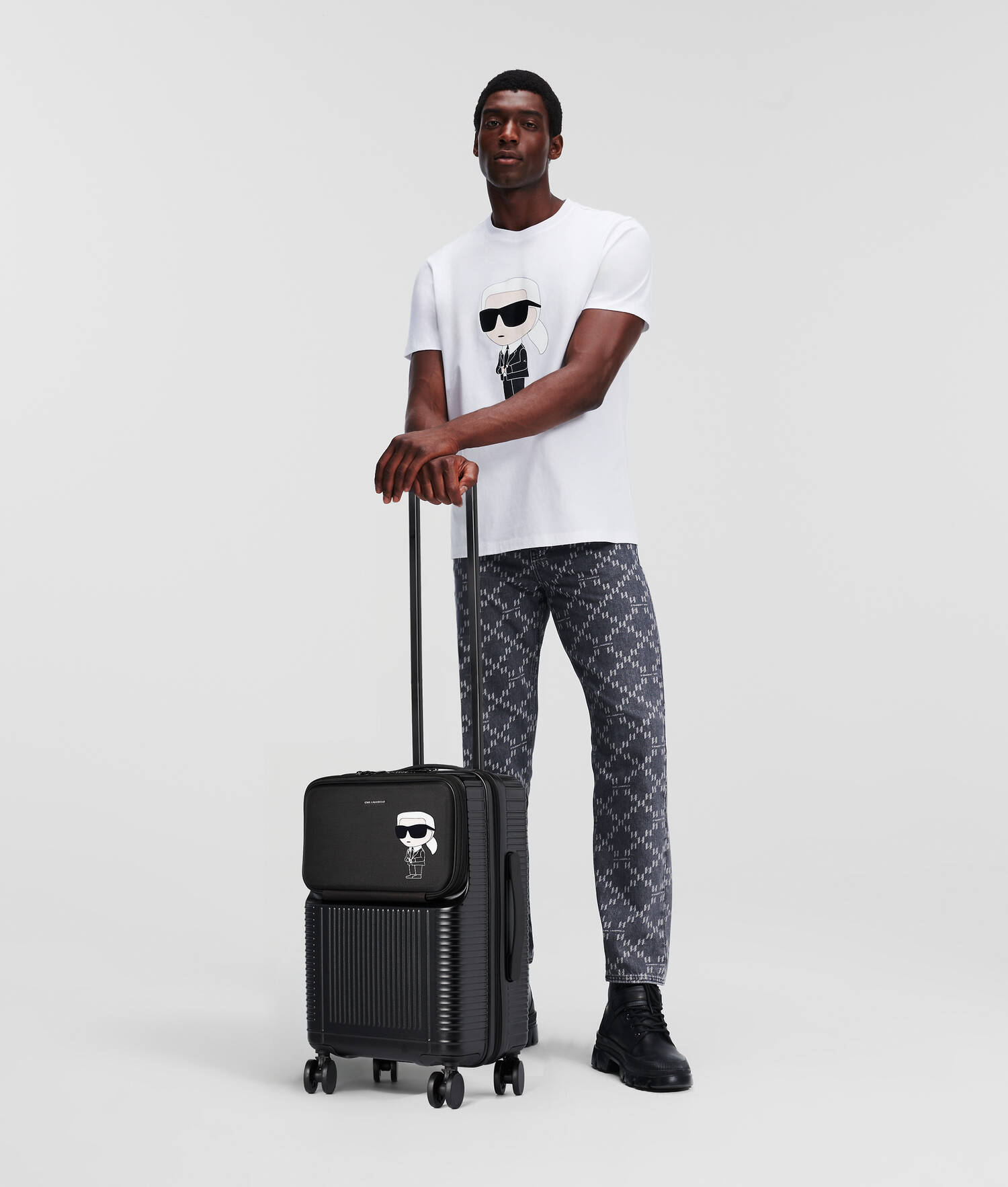 VALISE À ROULETTES EN TISSU MÉLANGÉ K/IKONIK