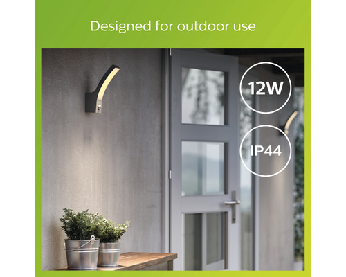 LED Sensor Buiten Wandlamp IP44 12W 1100 lm 2700K Splay antraciet