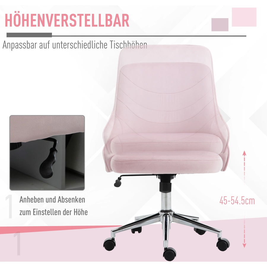 Vinsetto Bürostuhl mit Wippfunktion rosa