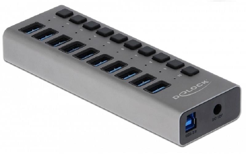 USB-Hub 63670 10x USB-ADelock Externer USB 3.0 10 Port Hub