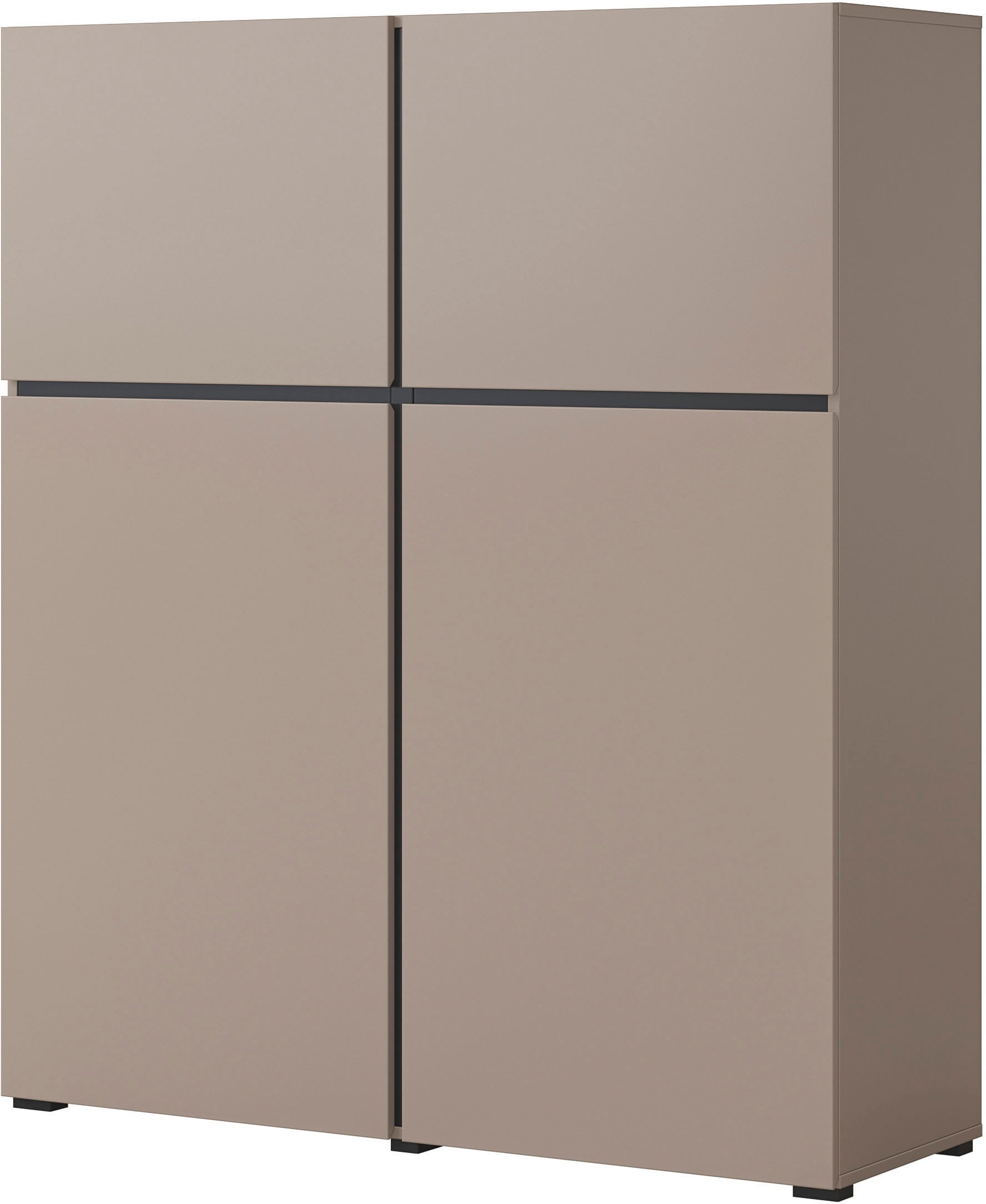 INOSIGN Highboard »Cross, moderne grifflose Hochkommode mit 4 Türen,Türkommode« Hochschrank, Höhe 139 cm mit viel Stauraum, Einlegeböden verstellbar