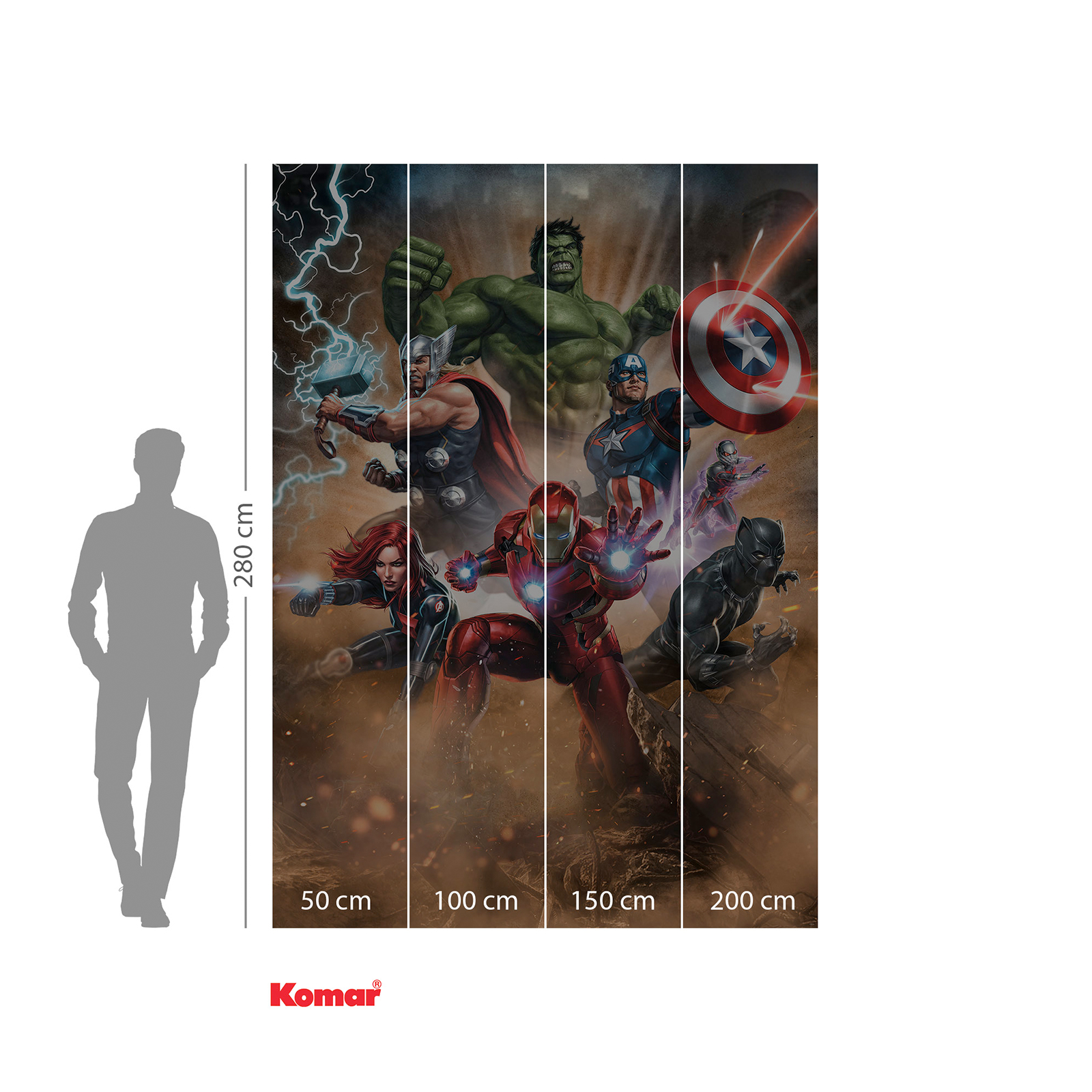 Vlies-Fototapete AVENGERS SUPERPOWER - bunt - 200x280 cm