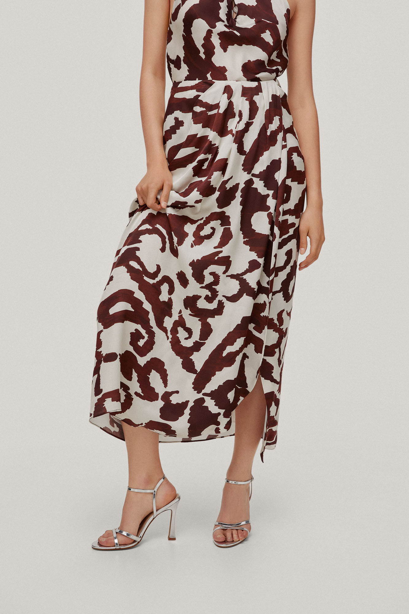Saia estampada Iria - Marrom
