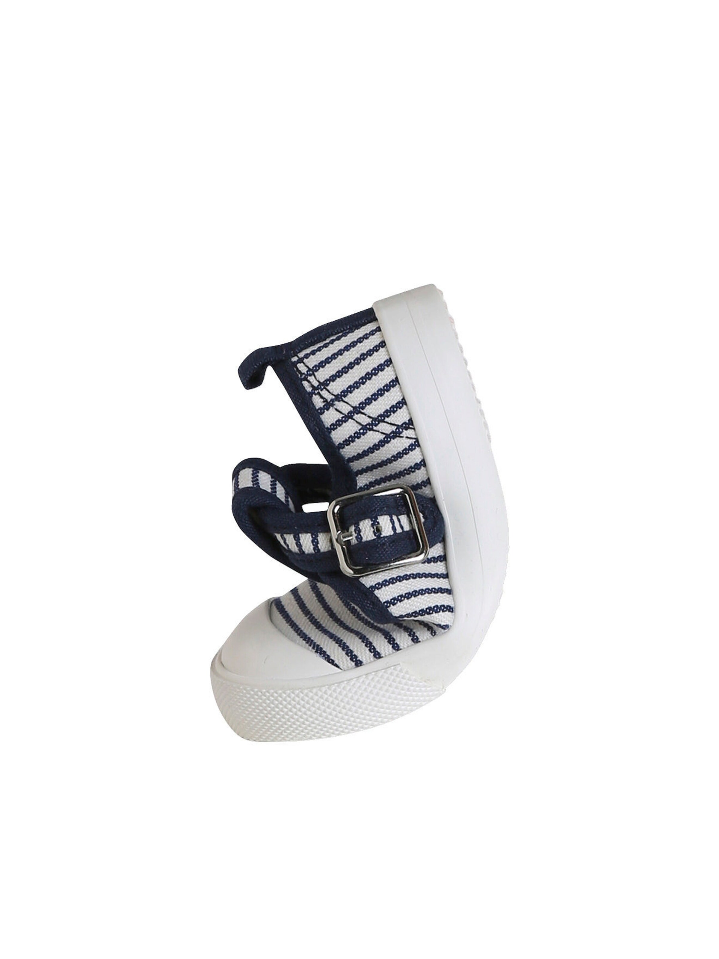 Vertbaudet Baby Stoffschuhe mit Schnalle blau gestreift