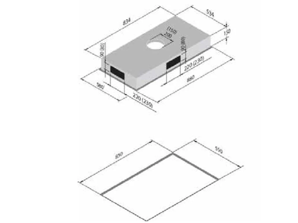EICO Link Distante 90 W SM - Hætte - loft - Niche - bredde: 85 cm - dybde: 55 cm - uden motor - hvidt/krystalhvidt glas
