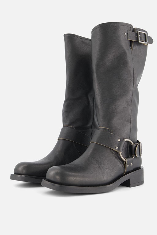 Ann Rocks Hoge Biker boots zwart Leer