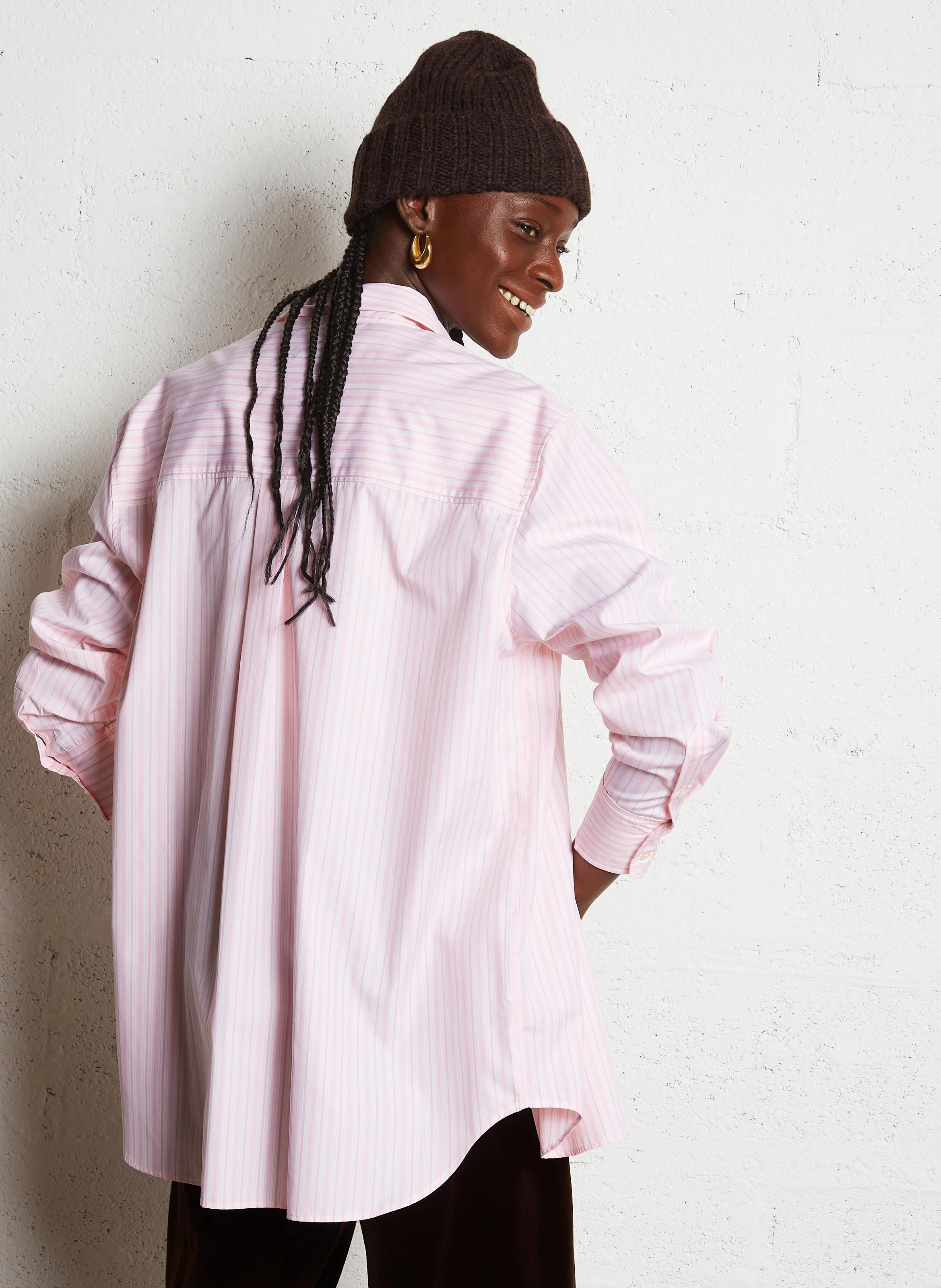 CARLOTTA - Chemise oversize col classique en coton | Rose