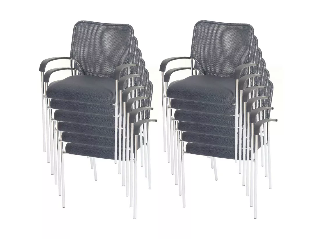 Chaise visiteur Tucson (lot de 2), siège gris, dossier gris