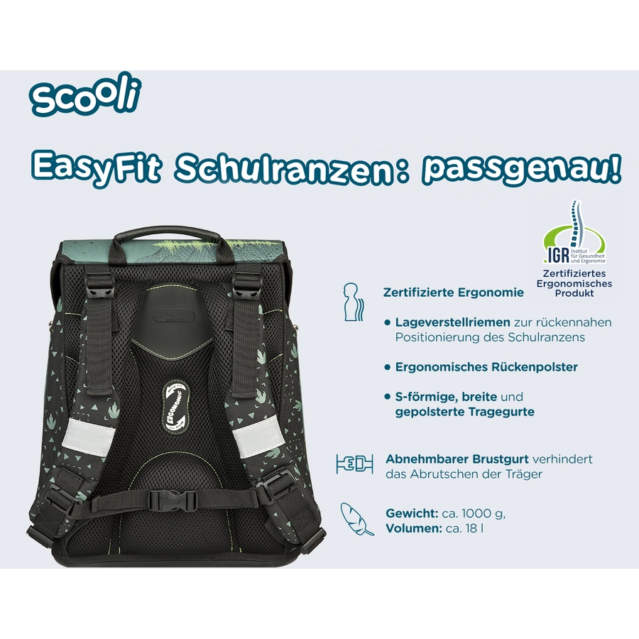 Scooli EasyFit Schulranzen - Set Jurassic World