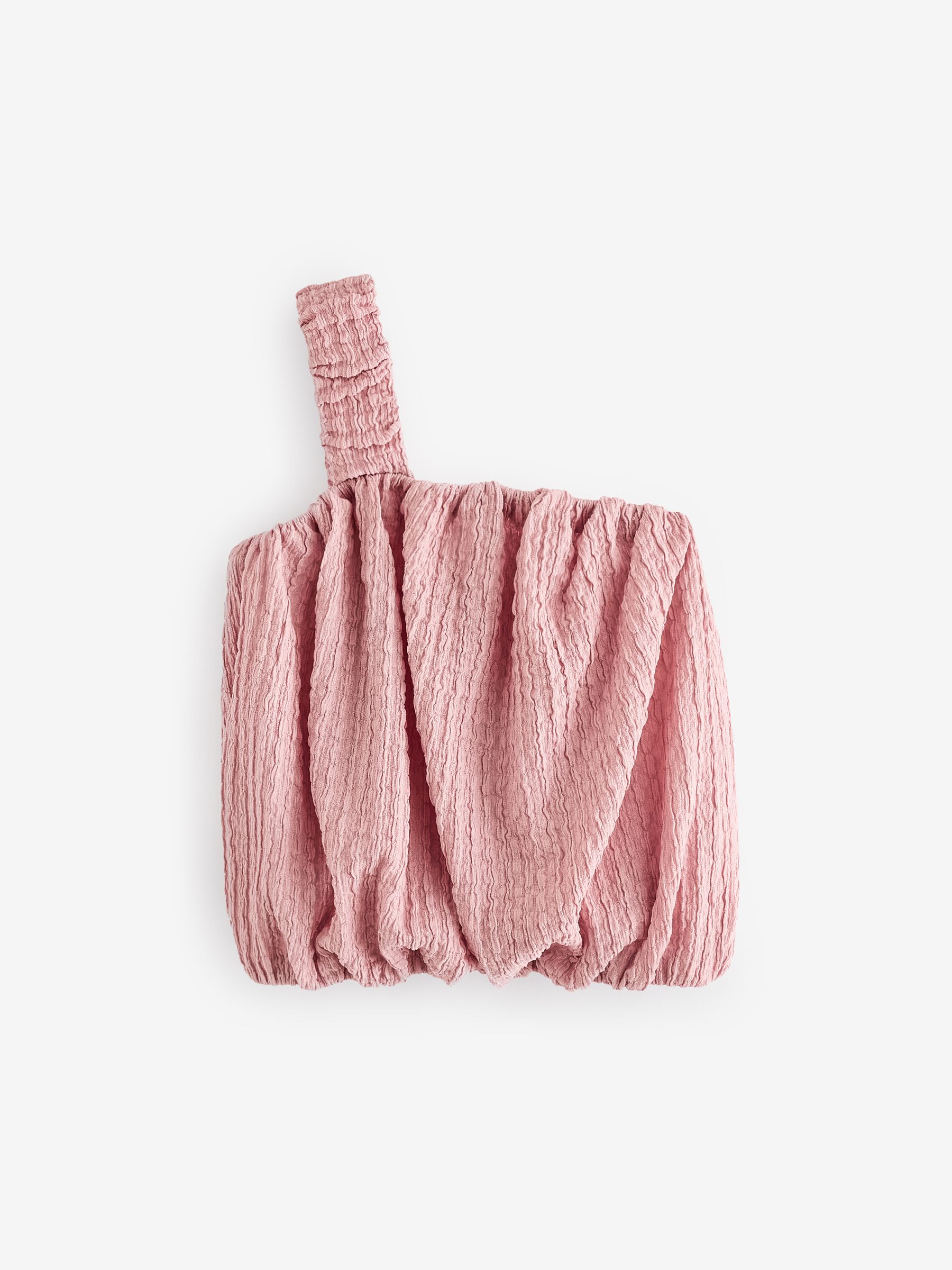 Roze - Bubble top met één schouder en textuur (3-16 jr)