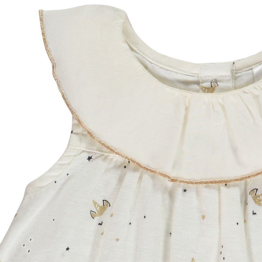 Ensemble 2 pièces avec robe imprimé licornes pour bébé fille - Ecru