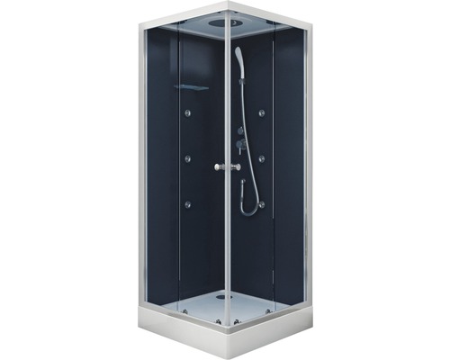 Aurlane Blue River Square 2.0 complete douche-unit, 90 x 90 x 219 cm, zilvergrijs