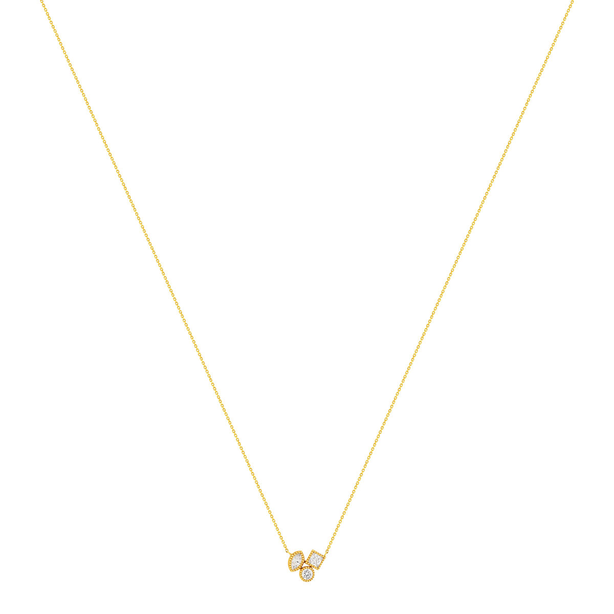 Collier or 375 jaune zirconia blanc 45 cm