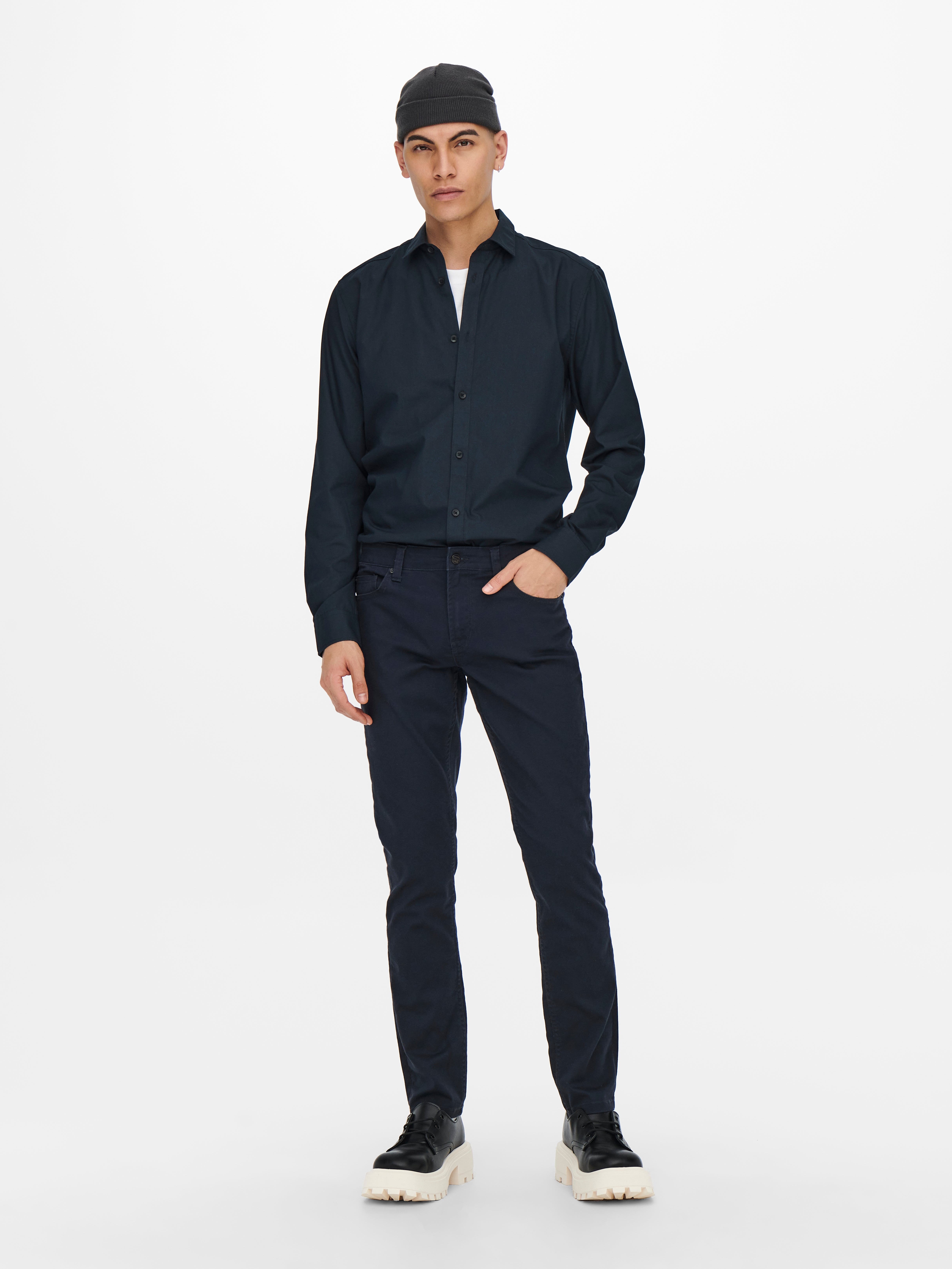 ONSSANE Popelin Hemd Dark Navy