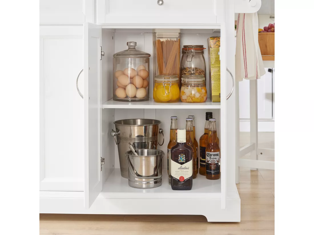 Desserte sur roulettes en Bois avec Plans de Travail Rabattable, FKW71-WN