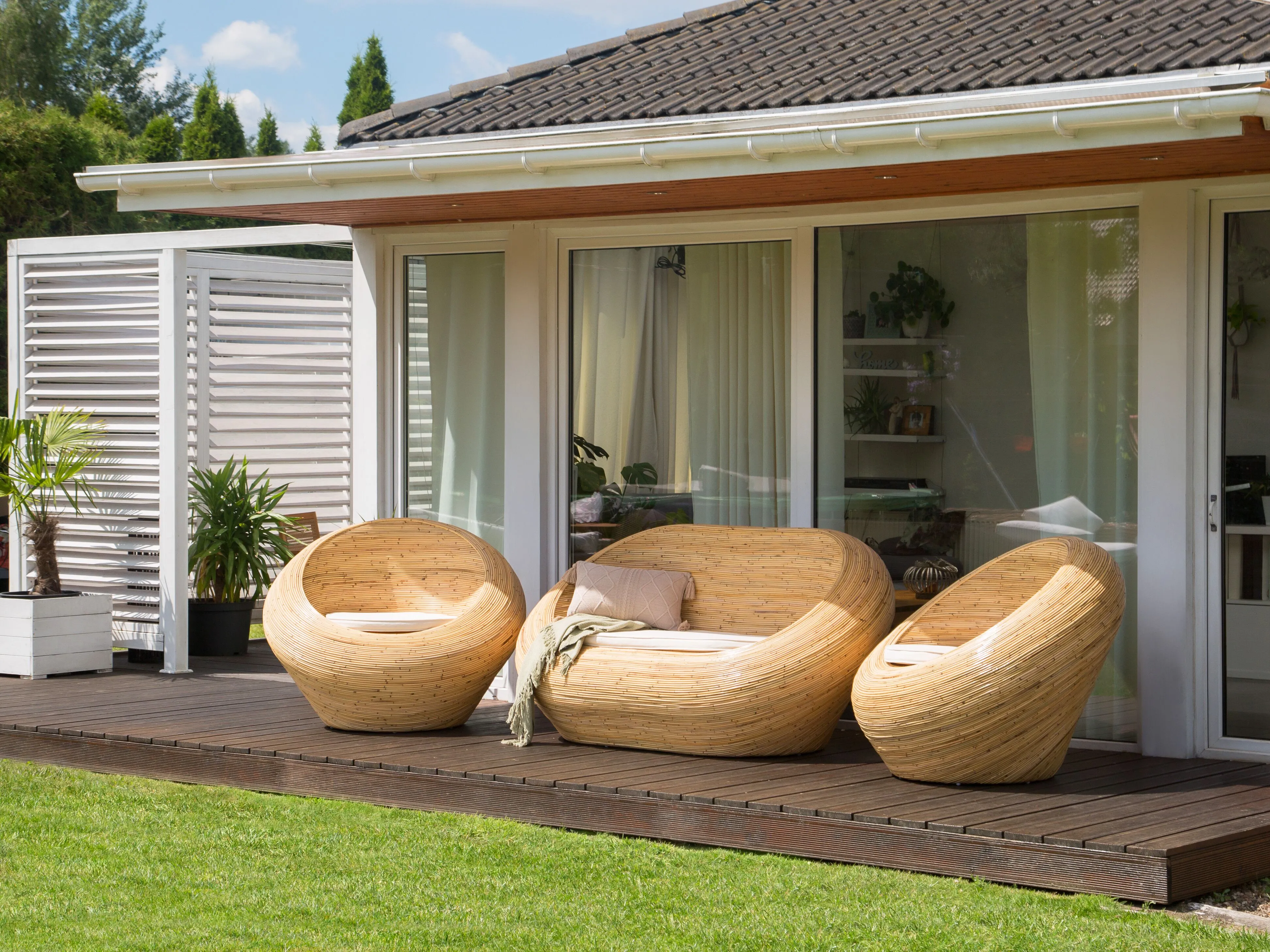 Tuin loungebank 2-zits MAIORI Rotan Natuurlijk