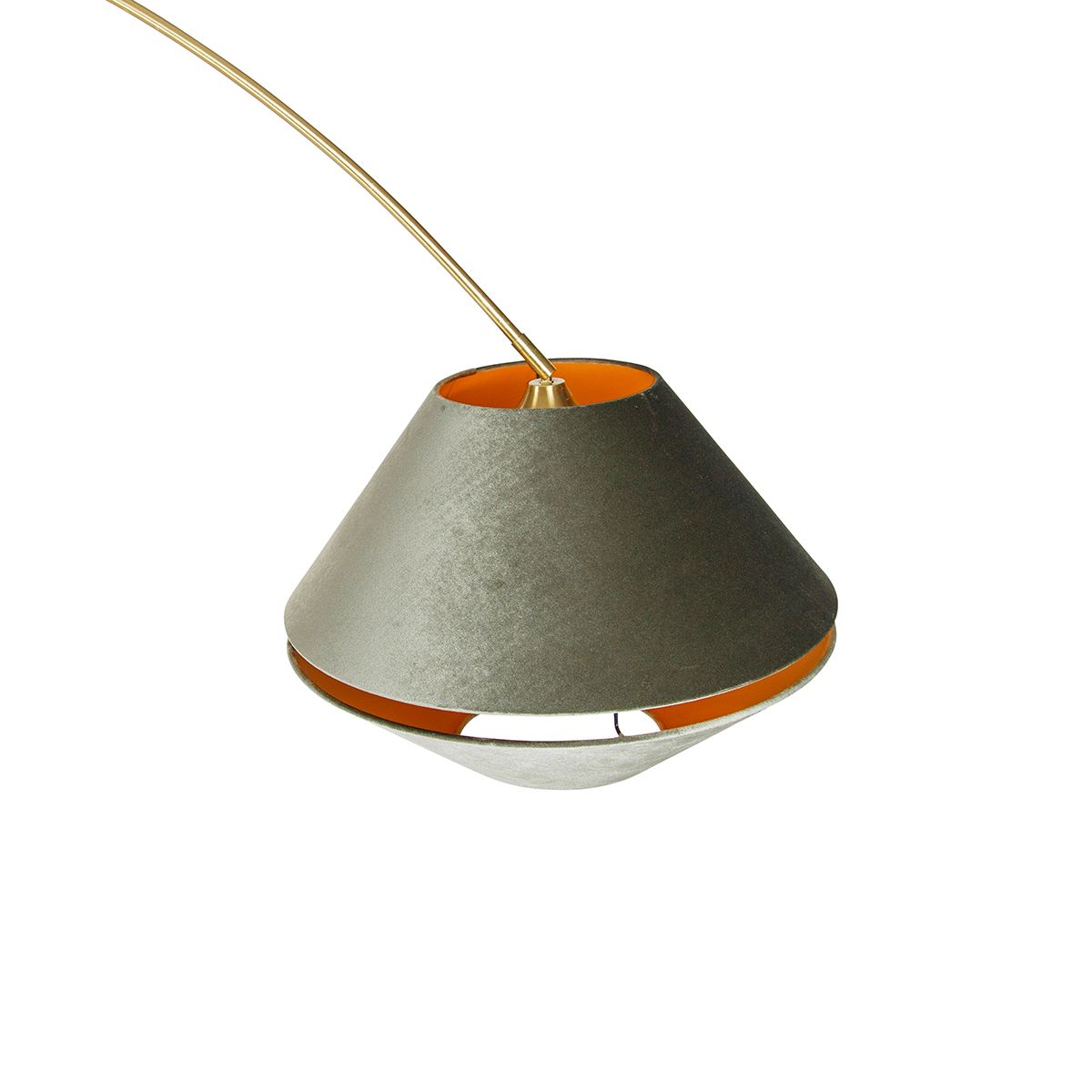 Booglamp messing met wit met dubbele velours kap groen - XXL