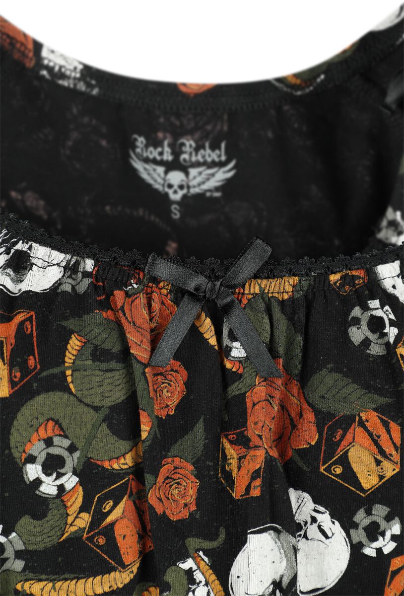 Pleated T-Shirt with Old School Print | Rock Rebel by EMP T-Shirt Manches courtes