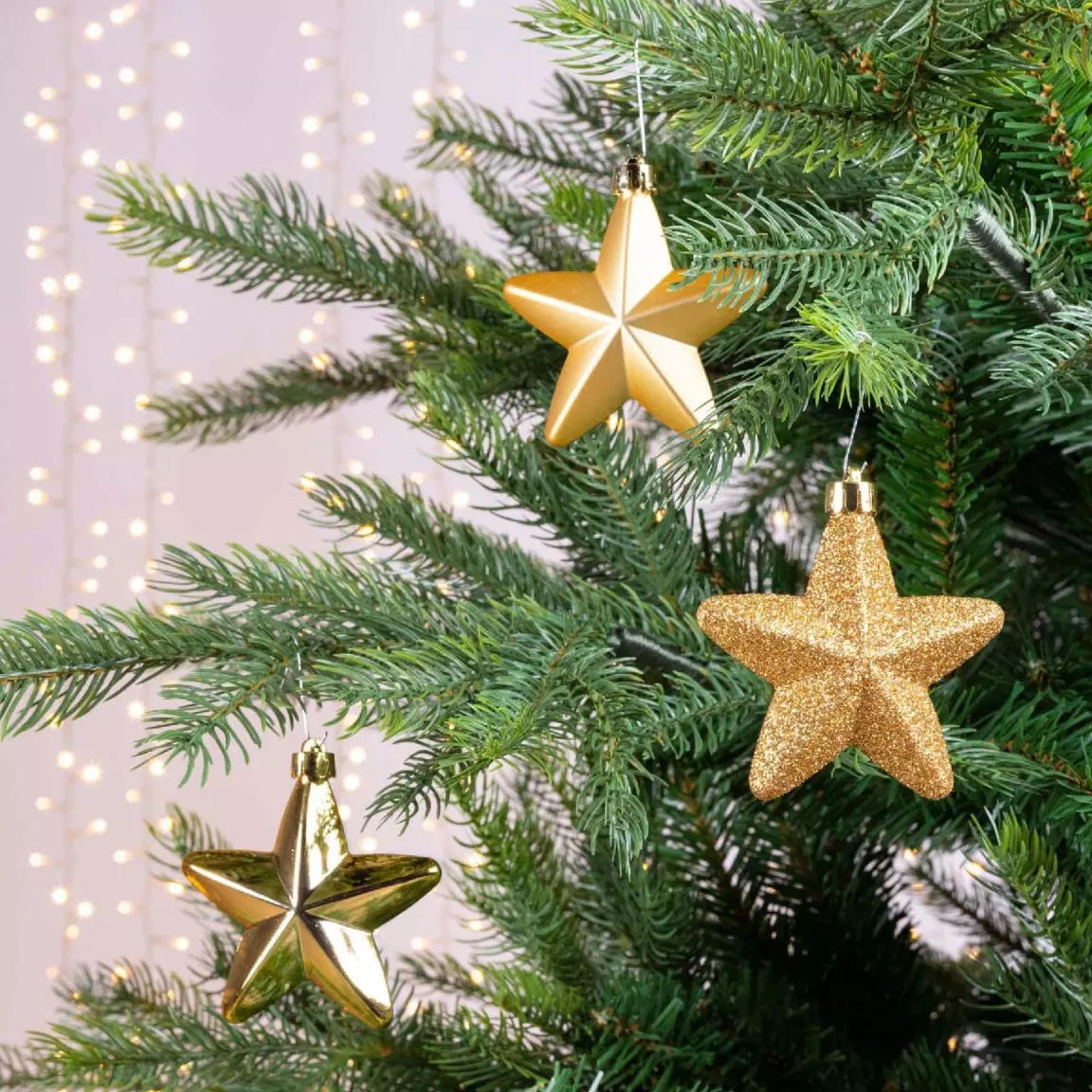 Lot de 6 étoiles de Noël à  suspendre (H7 cm) Alpine Or