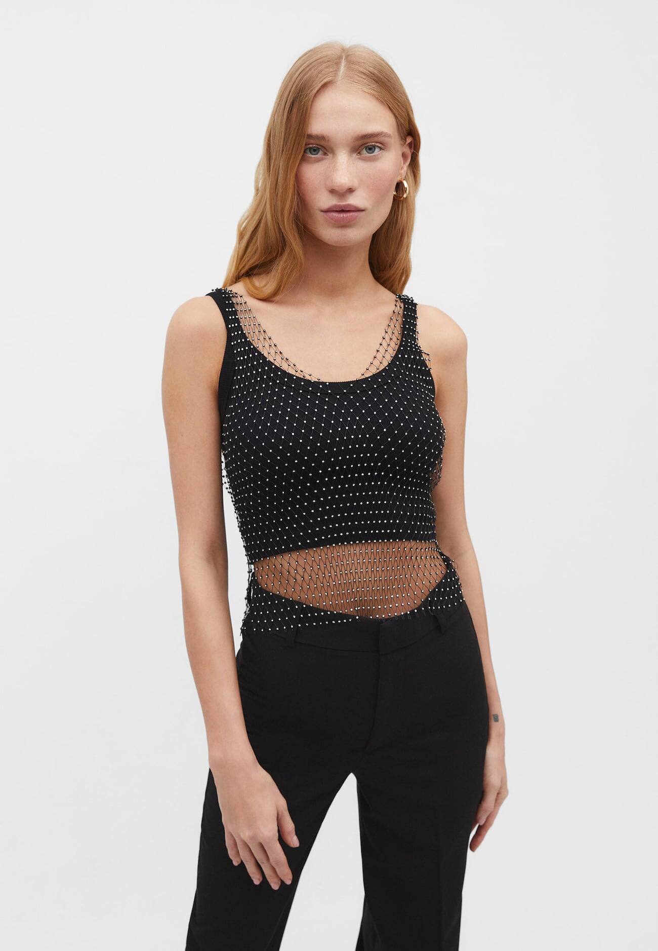 Top de malha brilhante