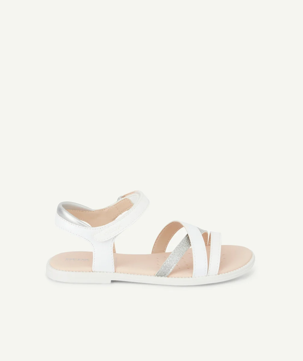 GEOXSANDALES À SCRATCH FILLE BLANCHES VERNIES