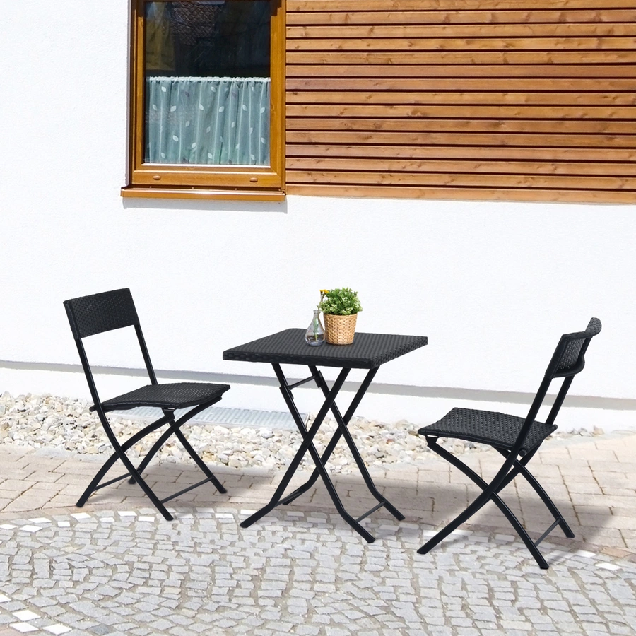 Outsunny Gartenmöbel als 3-teiliges Set schwarz