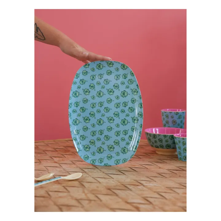 Rice Assiette rectangulaire Good Luck | Bleu