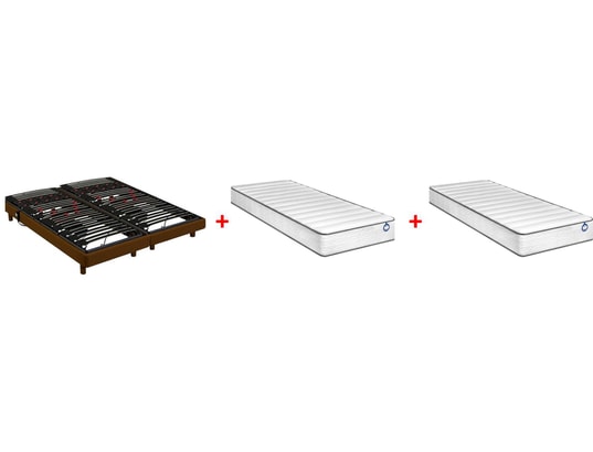 BULTEX - Sommier Electrique 2 x 80 x 200 Pop Art Sigma 2x80 cerisier + Inovo926 Equilibré