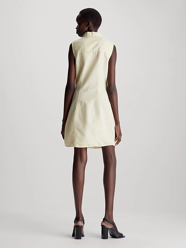 Vestido sem mangas em mistura de linho e algodão.